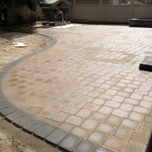 residential interlocking paving stone installation