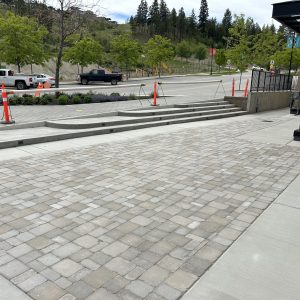 commercial paving stone installation in Kelowna Romanesque Interlock and Tile